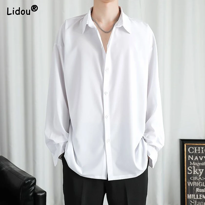 Thin 2023 Shirts Turn-down Collar Loose Handsome Button Simplicity Formal Spring Summer Fashion Business Casual Men's Clothing