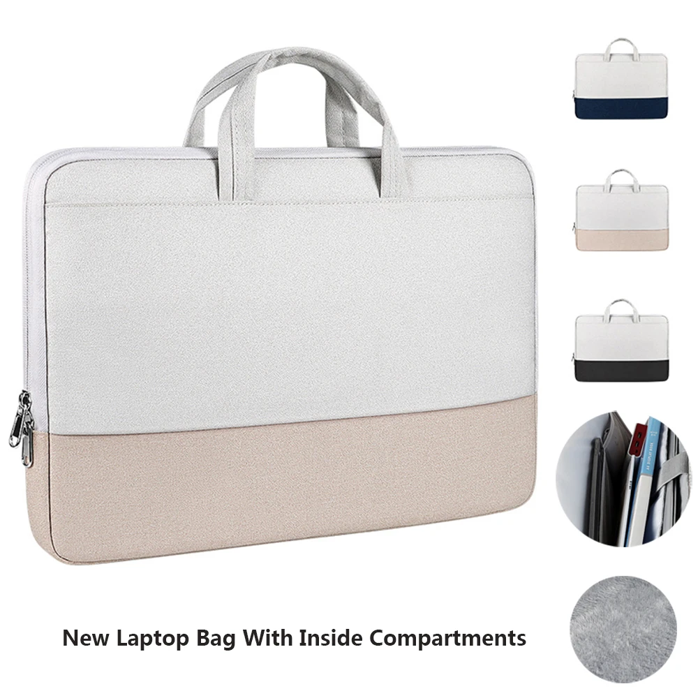 New Waterproof Handbag With Inside Compartment Laptop Bag 13.3 14 15.6 Inch Notebook Case Sleeve For Macbook M1 Xiaomi Briefcase