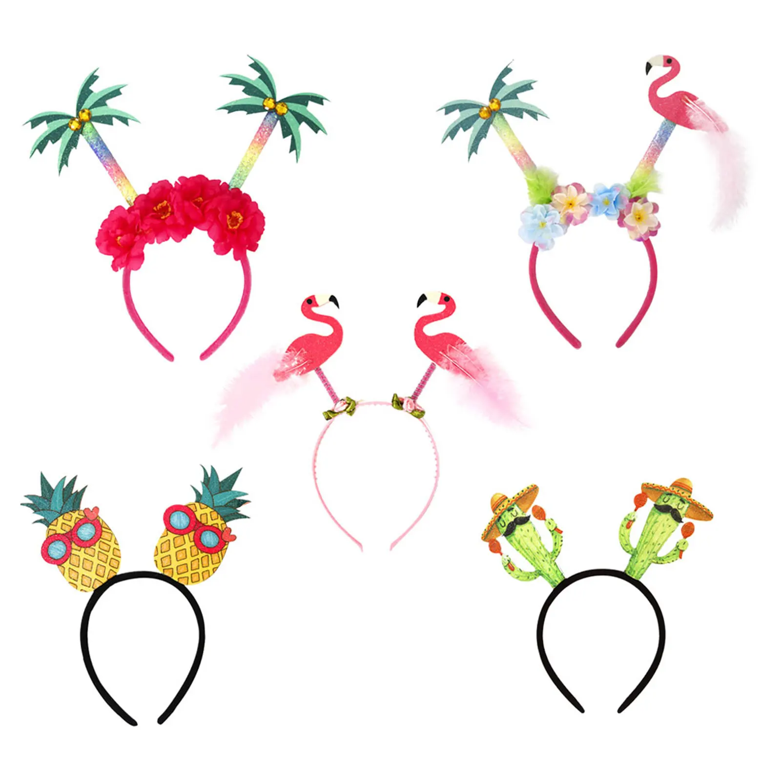 

5pcs Tropical Headbands Pineapple Themed Accessories Perfect for Hawaiian Luau Pool Parties Hair Care