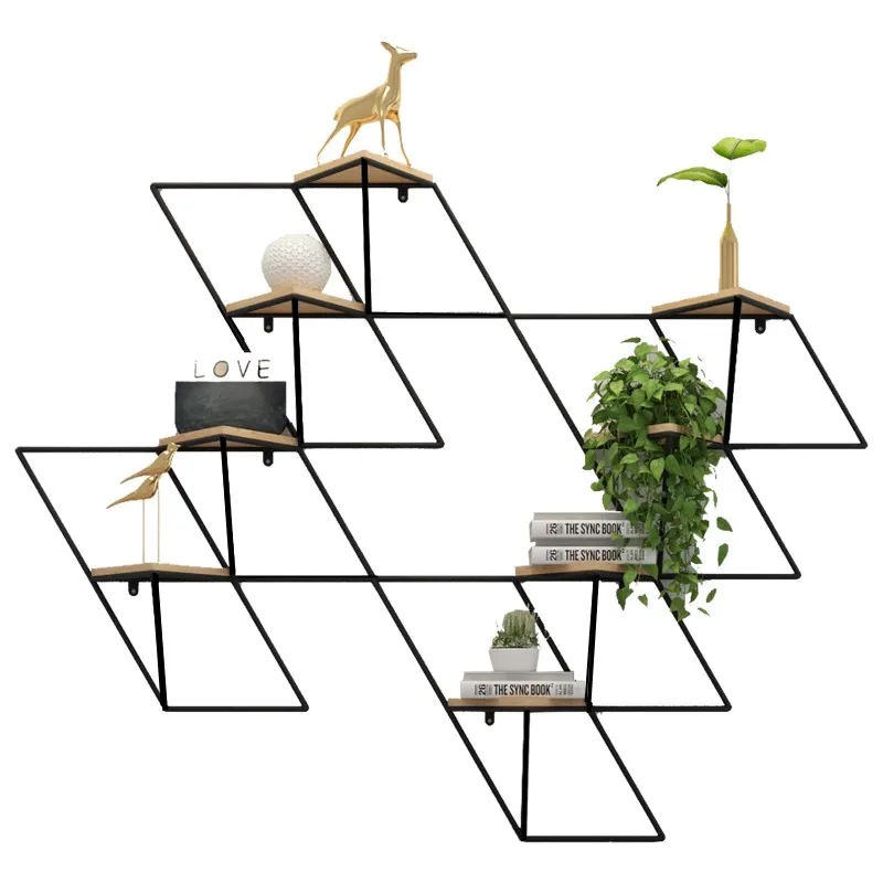 

Iron ledges simple hanging bookshelves, flower display shelves, living room partition furniture