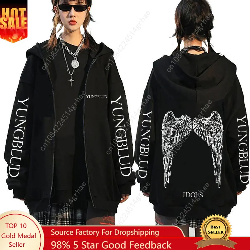 

Yungblud IDOLS Wings Album Tour 2025 Zipper Hoodie Male Oversized Zip Up Jacket Men Women Clothing Hip Hop Hoodies Streetwear