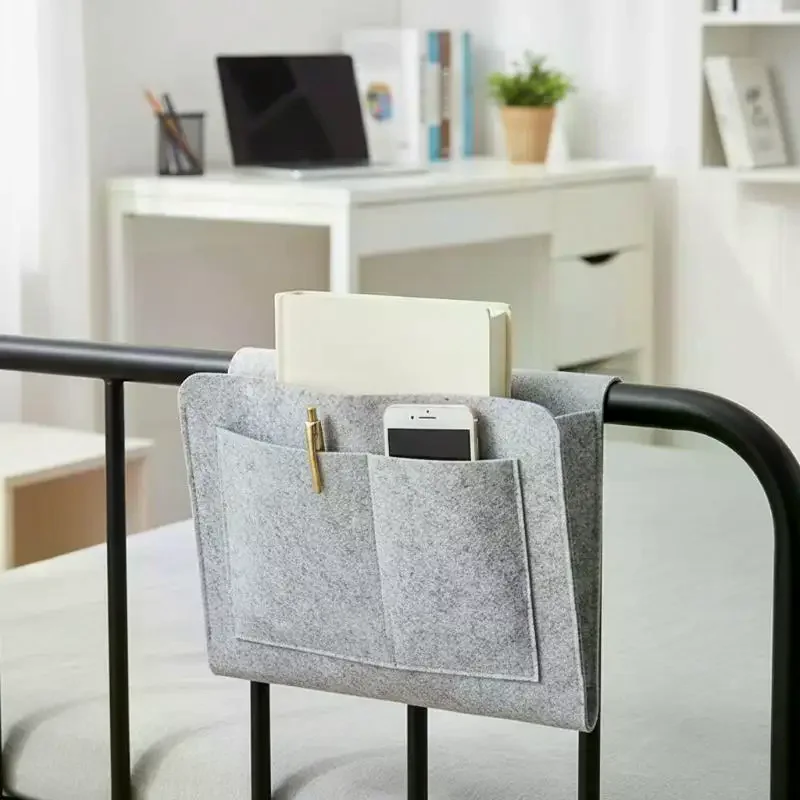 1Pcs Anti-slip Bedside Bag Bed Sofa Side Pouch Felt Bedside Storage Organizer Hanging Couch Storage Bed Holder Pockets For Sofa