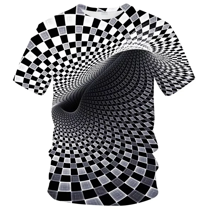 3D Printed Optical Illusion T Shirt Men Funny Graphic Art Tee Harajuku Streetwear Fashion Y2k Tops Women Clothing Casual Clothes