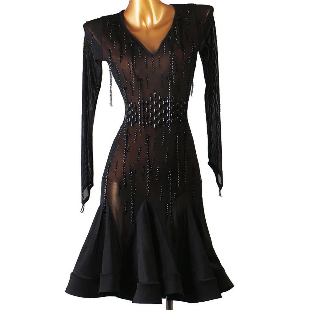 Vrouwen Feestjurken voor Sexy Vrouwelijke Latin Dans Pak Meisjes Oefenkleding Kleding Competitie 2025, Nieuwe Lijn Rok Stand Ballroom