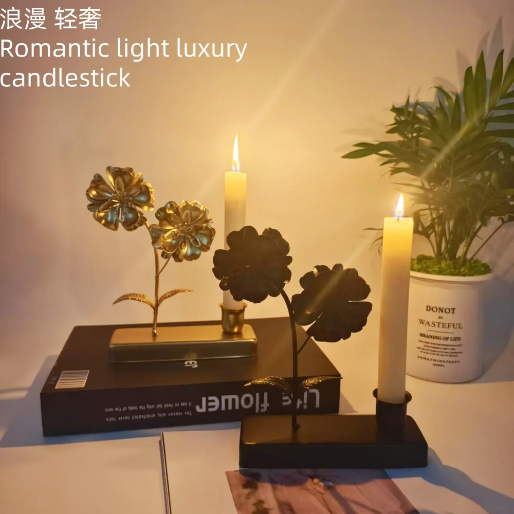 البيع بالجملة من الشمعدانات الحديدية الإبداعية على شكل بتلة لأثاث منزلي الزفاف وغرفة المعيشة الحديدية وغرفة النوم #1