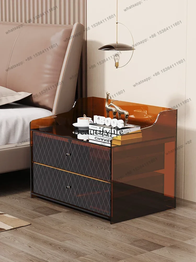 Creative Acrylic Bedside Table Modern Minimalist Bedside Locker with Drawer Floor Sofa Side Table