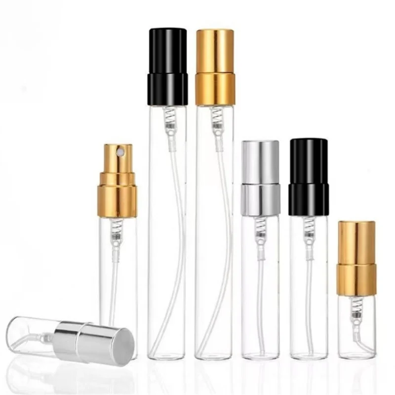 50/100PCS 2ML 3ML 5ML 10ML Gold Mini Empty Cosmetics Bottle Perfume Glass Bottle Sample Thin Glass Vials Wholesale 2#