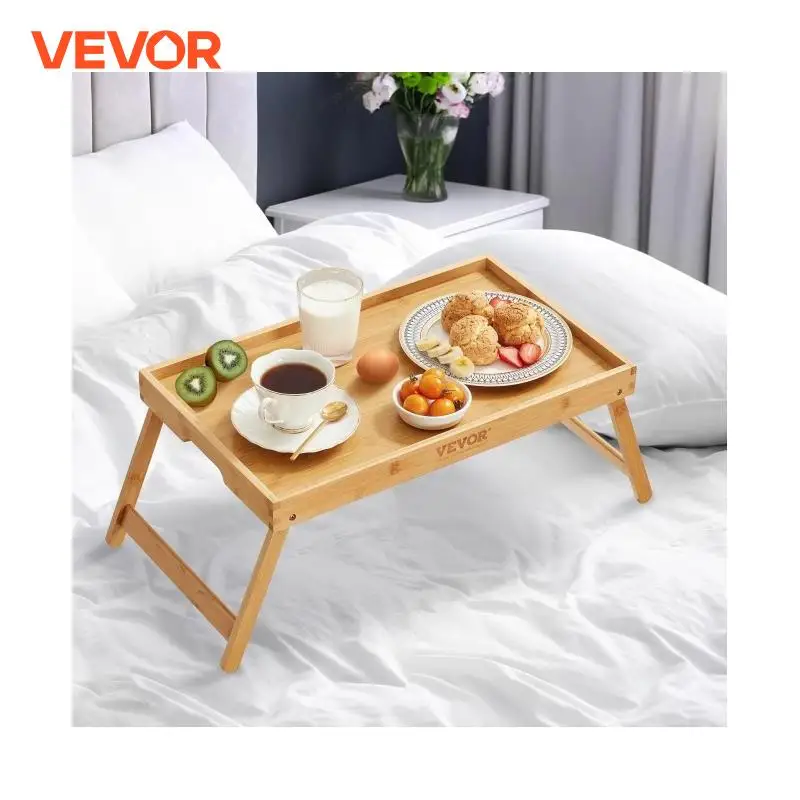 VEVOR Bamboo Breakfast Tray with Folding Legs for Sofa Bed Eating Snacking & Working Bed Tray Adjustable Serving Laptop Desk