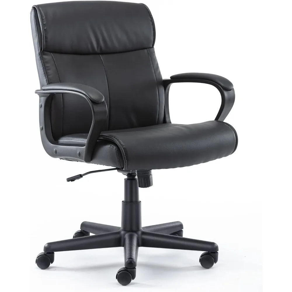 

Office Chair - Mid-Back Computer Desk Chair with Armrests, Height Adjustable Home Chair, 360-Degree Swivel, Lumbar Support