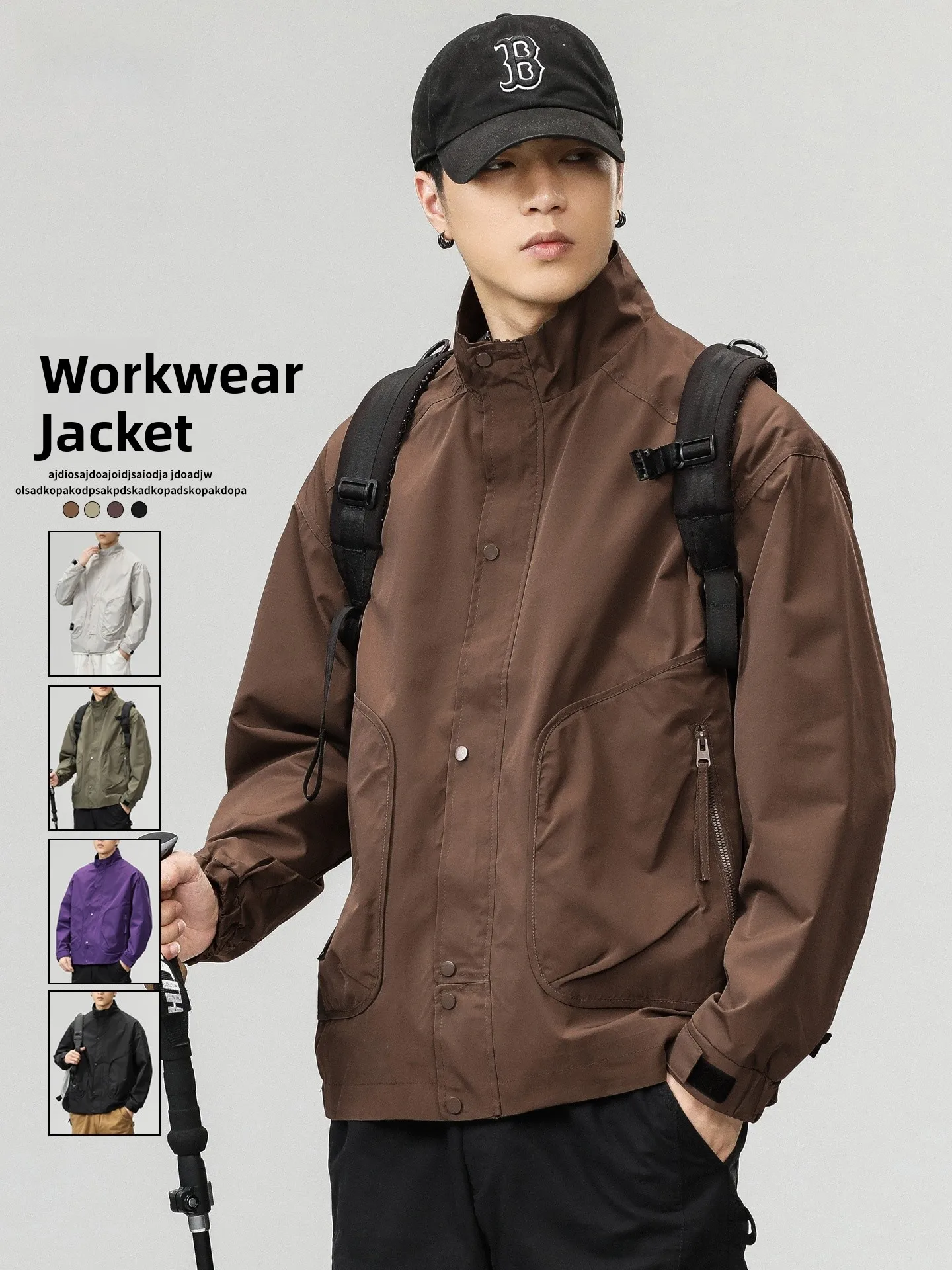 

Новая мужская куртка свободного кроя 2025 года в американском стиле, ветрозащитная, водонепроницаемая, мягкая, рабочая, для молодежи, из полиэстера...