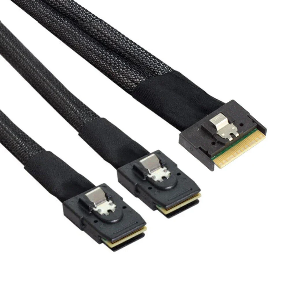 Langlebiges SlimSAS SFF-8654 8I 74P auf 2 Ports SAS SFF-8087 Server-Verbindungskabel