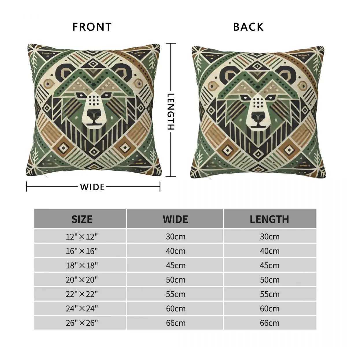 Tribal Grizzly Bear Animal Pillowcase Polyester Linen Velvet Printed Zip Decorative Pillow Case Bed Cushion Cover Wholesale 18