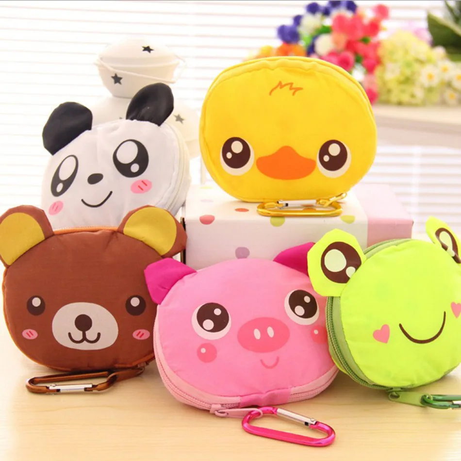 NEW Cartoon Animal Foldable Folding Shopping Tote Reusable Eco Bag Panda Frog Pig Bear waterproof shopping bags Storage Bags