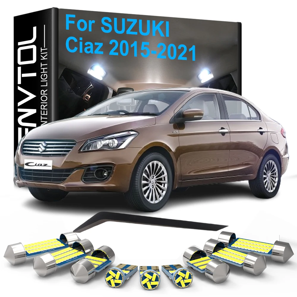 

10 шт. светодиодные внутренние фонари Canbus для Suzuki Ciaz 2015 2016 2017 2018 2019 2020 2021 купольные лампы для чтения карт багажника номерного знака