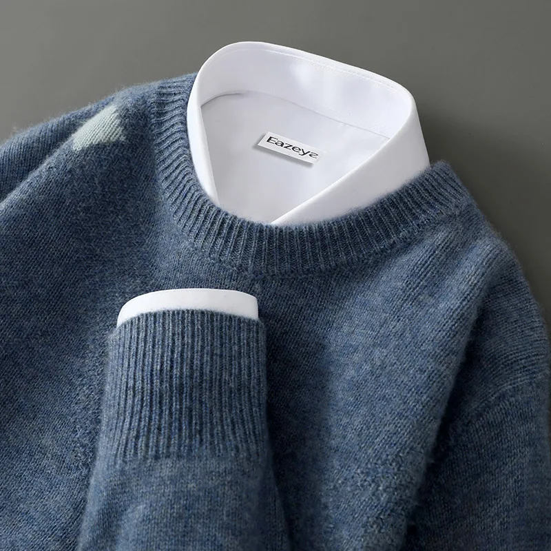 S-XXXL جديد 25 الرجال س الرقبة 100% سترة صوف أسترالية بلون محبوك رجال الأعمال عادية بأكمام طويلة البلوز سترة #2