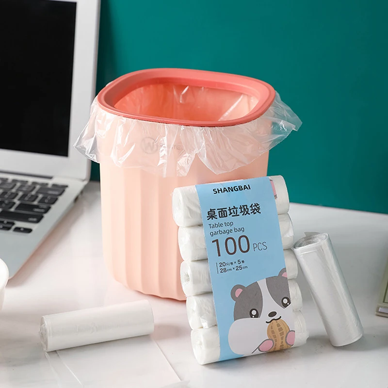 Mini bolsa de basura Biodegradable para el hogar, 100 piezas, 5 rollos