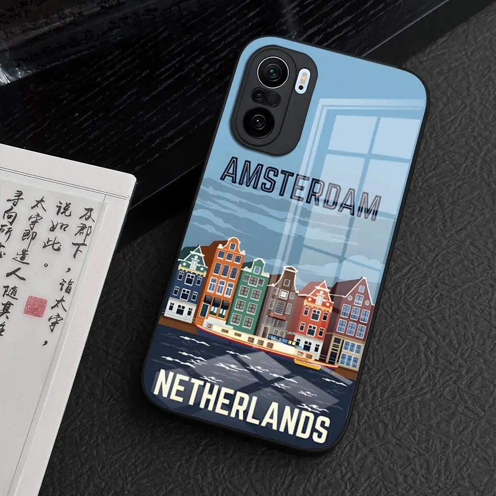 Amsterdam City Poster Phone Case For Xiaomi 14 Lite 12 Pro 11t 13 Lite POCO M6 M5 X6 X5 X3 NFC F5 F6 Pro Glass Cover