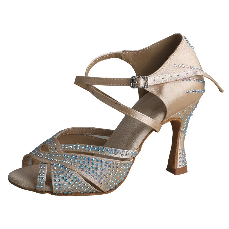 Womens Latin Dance Shoes Tango Rumba Samba Ballroom Dance Training Shoes Ladys Girls Sandals Women's Wedding High Heels