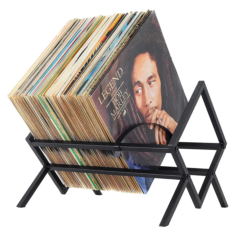 Vinyl Record Organizer Metal Black Vinyl Record Stoarge Holder Music Albums Display Rack Portable Record Stand Bookshelf