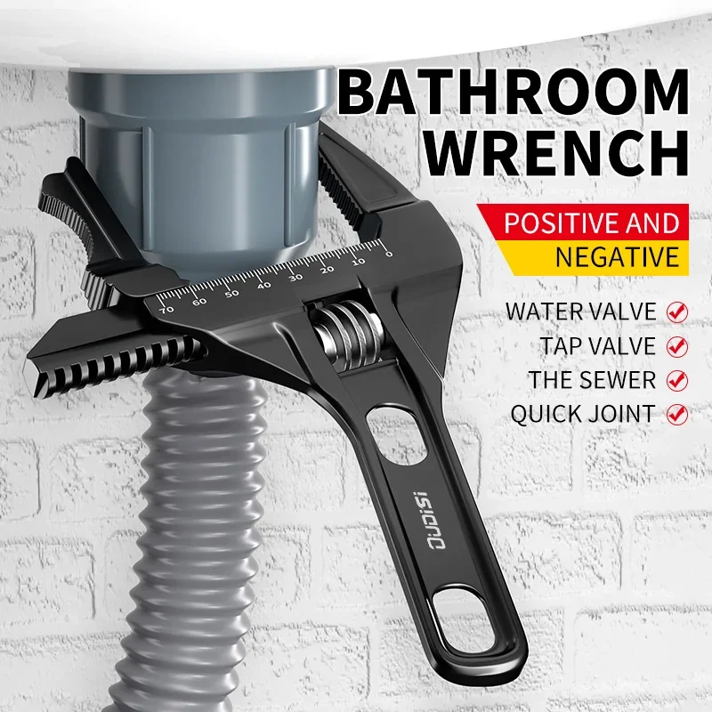 Multifunction Bathroom Wrench For Tight Spaces Adjustable Spanner For Plumbing Task Pipe Tube Nut Toilet Sink Pool Tools