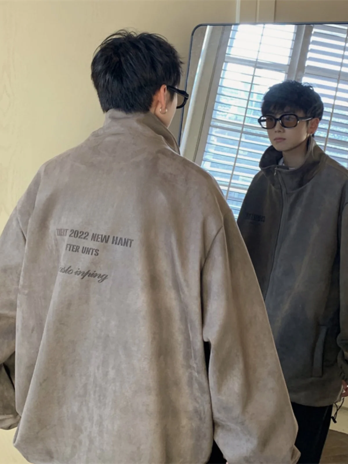 

Ретро-куртка в американском стиле из замши с воротником-стойкой, мужская, весенне-осенняя, оверсайз, спортивная, модная, молодежная верхняя одежда от трендового бренда