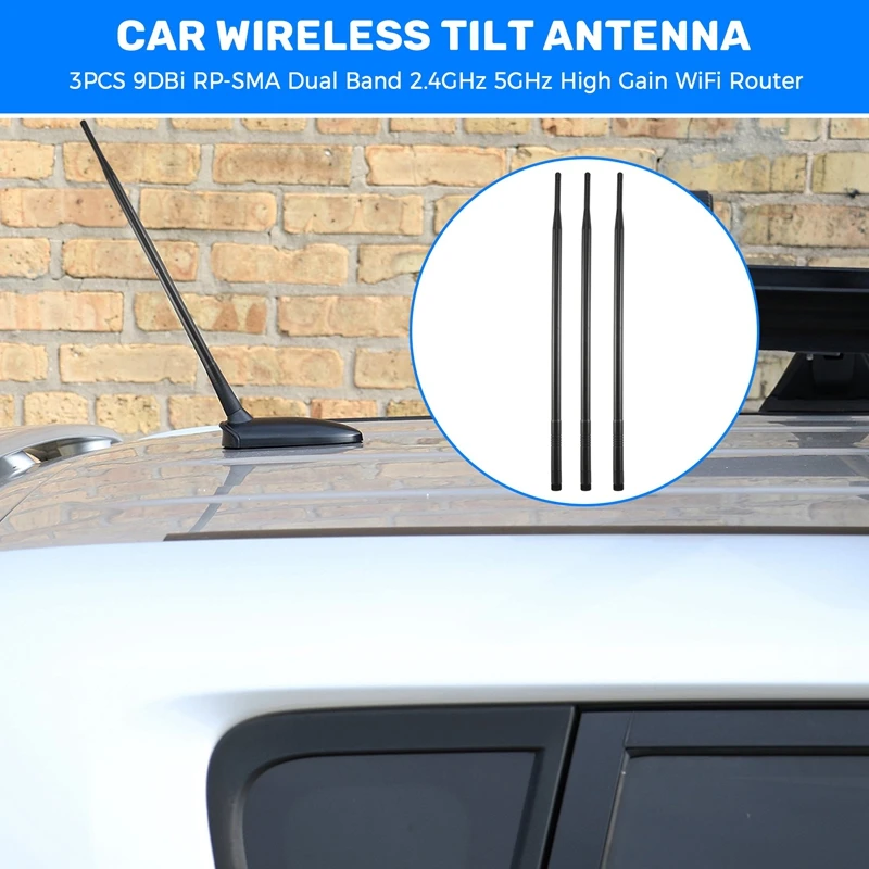 

New!3PCS 9Dbi RP-SMA Dual Band 2.4Ghz 5Ghz High Gain Wifi Router Wireless Tilt Antenna
