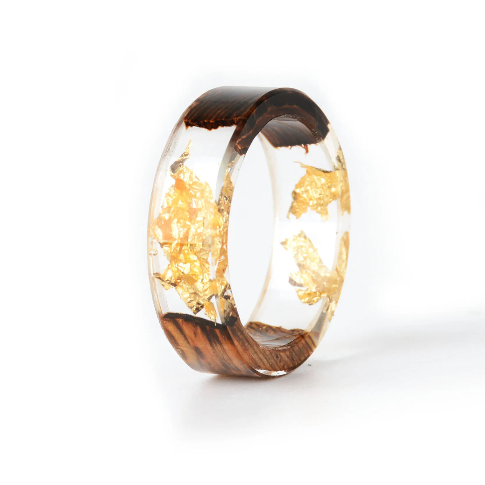 08 Wood Resin Ring Diy Handmade Dried Flowers Ring For Women Men Fashion Jewelry