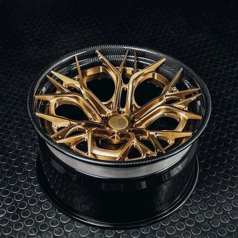 Forged Carbon Fiber 2-piece Custom 5x130 5x114.3 5x112 Alloy Rim 16 -26 Inch Concave Deep Dish Luxury Car Wheels 15