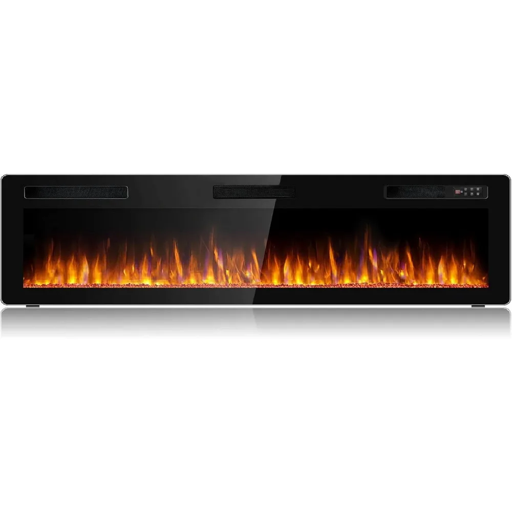 

72 inch Ultra-Thin Silence Linear Electric Fireplace, Recessed Wall Mounted Fireplace, Fit for 2 x 4 and 2 x 6 Stud, 12 A
