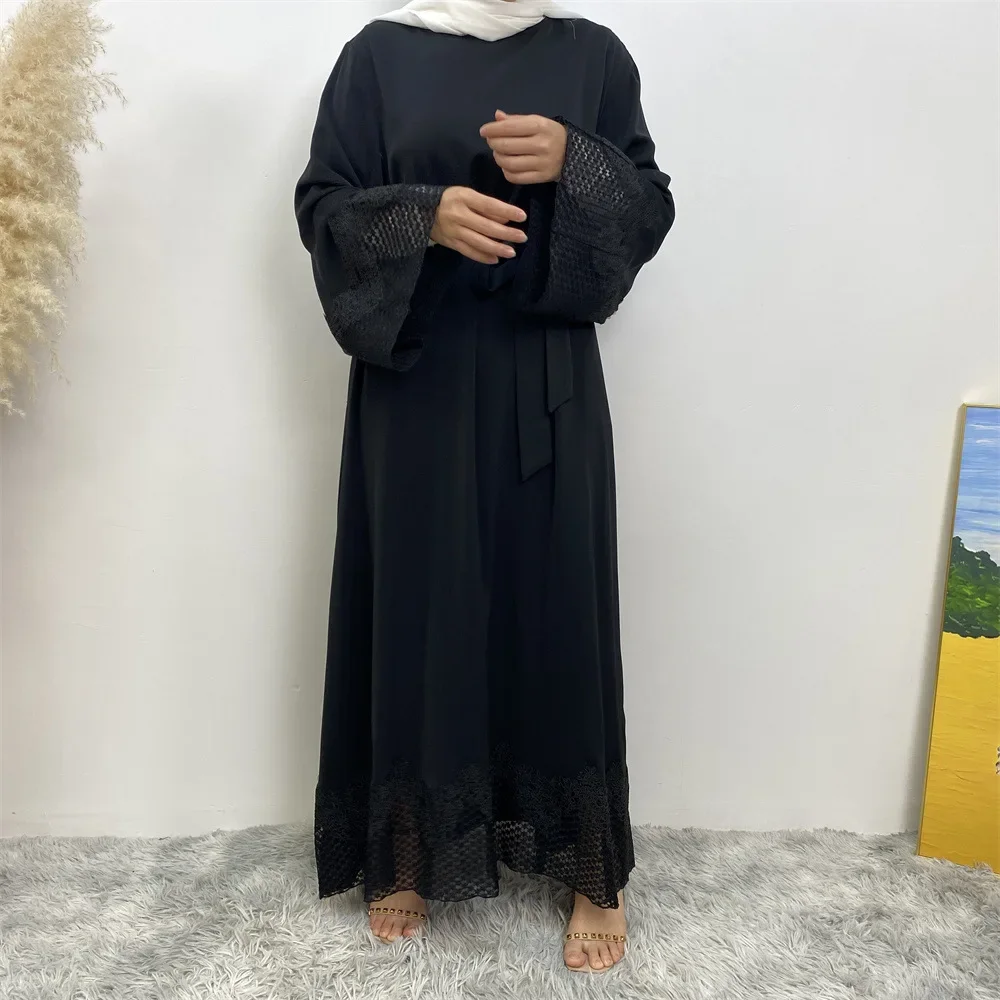 

Kaftan Abaya Eid Ramadan Muslim Women Maxi Dress Islamic Clothing Dubai Turkey Robe Arab Jalabiya Belted Abayas Musulman Caftan