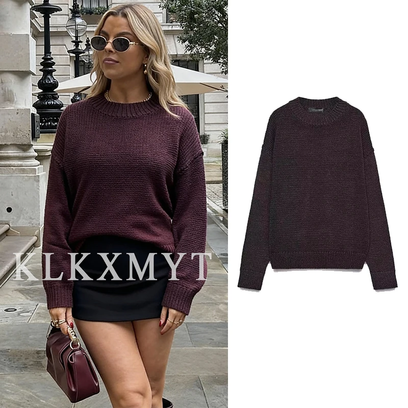 

Женский свитер, пуловер, осень-зима 2022, новая мода с круглым вырезом и длинными рукавами, женский свитер, пуловер, элегантный уличный топ