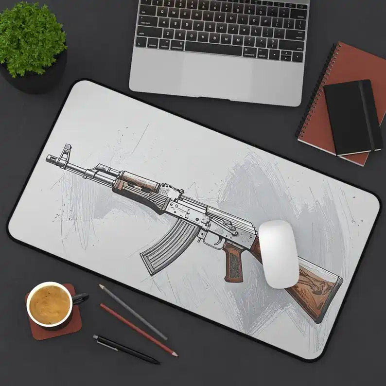 

Крутой коврик для мыши с узором AK47, противоскользящий и водонепроницаемый коврик для мыши, декоративный коврик для офисного игрового стола, идеальный подарок для друзей.