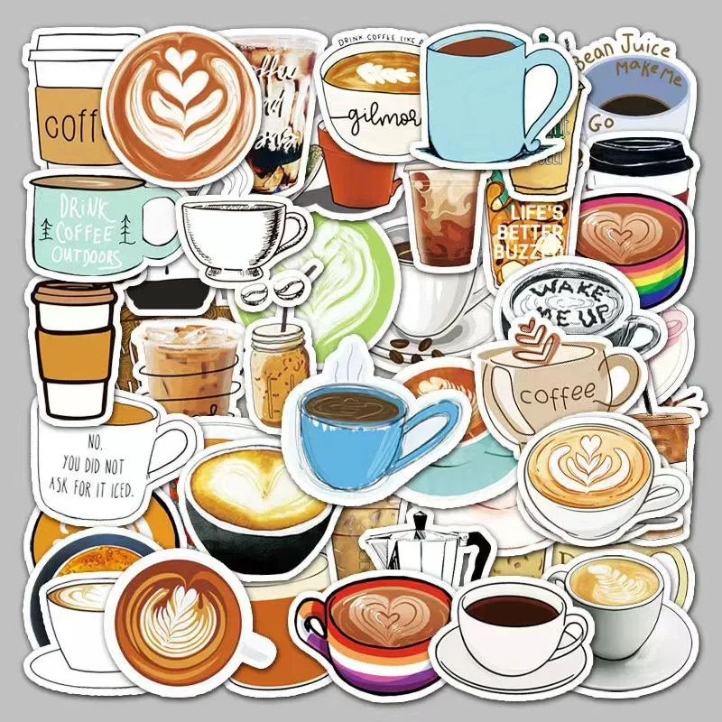 

50pc Coffee House Wall Sticker Waterproof Water Bottle Stickers Scrapbook DIY Laptop Luggage Skateboard Journal Decor