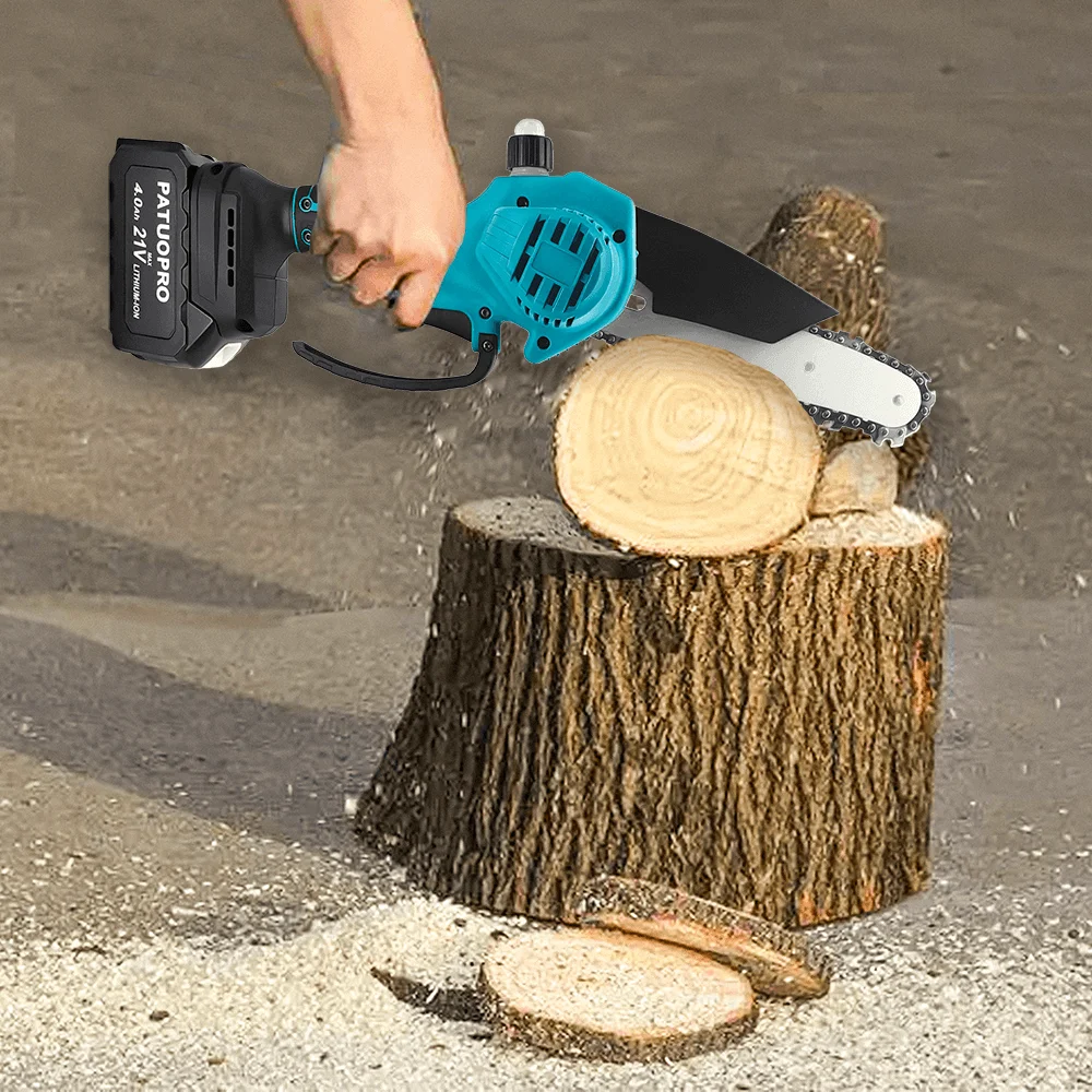 Imagem -06 - Patuopro Cordless Mini Serra Elétrica sem Escova Handheld Poda Jardim Logging Chainsaw Makita 18v Bateria 1200rpm 6