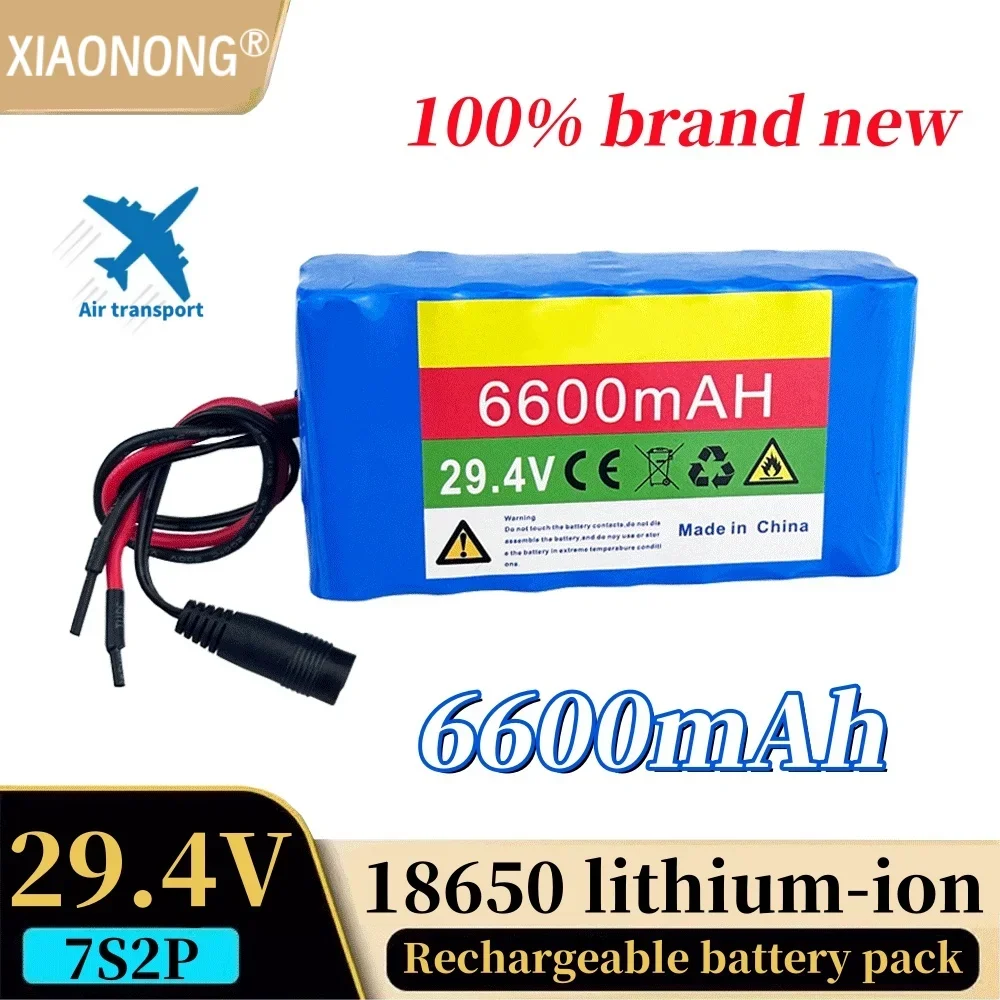 

100% NEW 7S2P 29.4V 6600mAh 18650 high-capacity lithium-ion rechargeable battery pack, balance skateboard, etc.