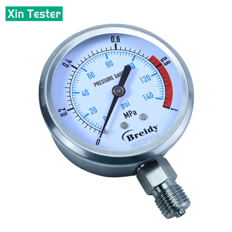 Xin Tester Radial 0-60mpa Hydraulic Water Pressure Gauge Glycerin free Stainless Steel Anti-vibration Manometer G 1/4 G1/2