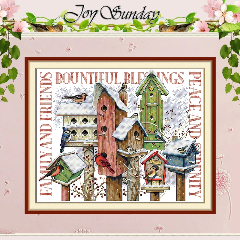 Winter Bird's Nest Patterns Counted Cross Stitch Set DIY 11CT 14CT 16CT HD Stamped DMC Cross-stitch Kit Embroidery Needlework