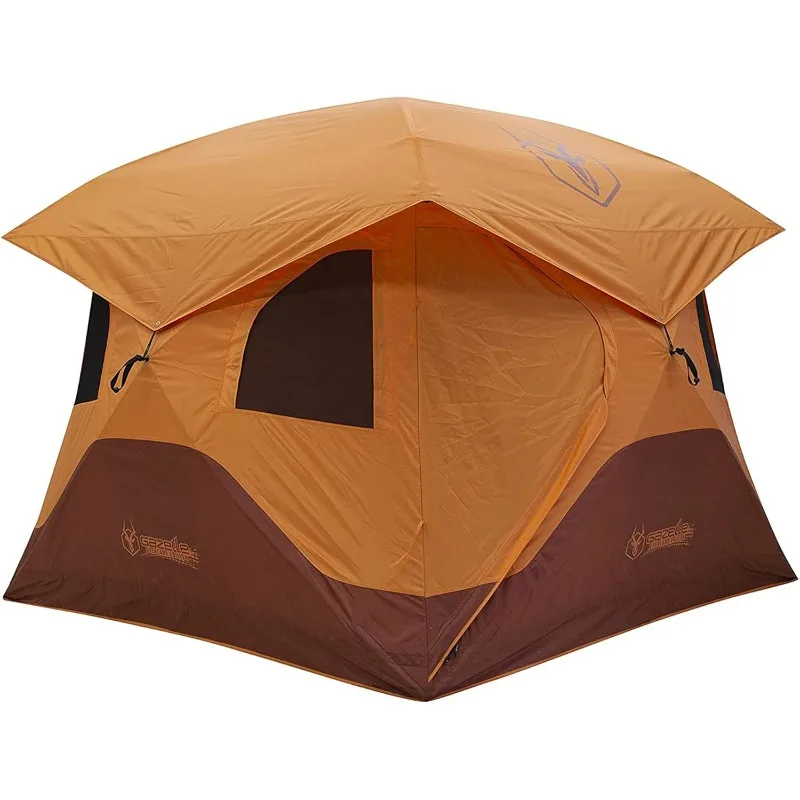 

Gazelle Tents T4 Hub Tent, Easy 90 Second Set-Up, UV Resistant, Removable Floor, 4-Person, Orange, 78"x 94" x 94" tent