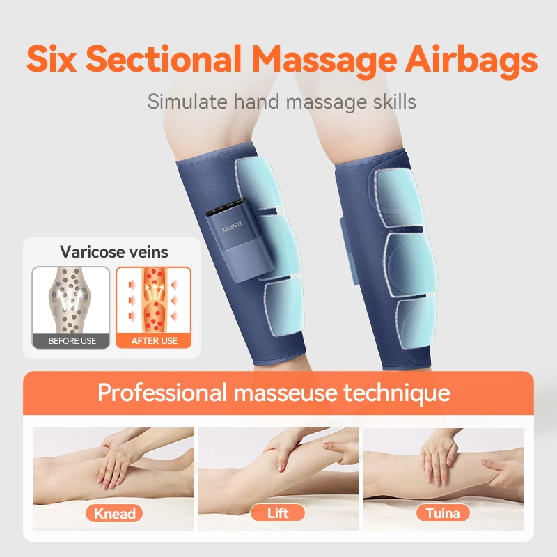 Portable Wireless 6-Chamber Recovery Pump Boots Massager Custom Logo Sport Leg Air Compression Device