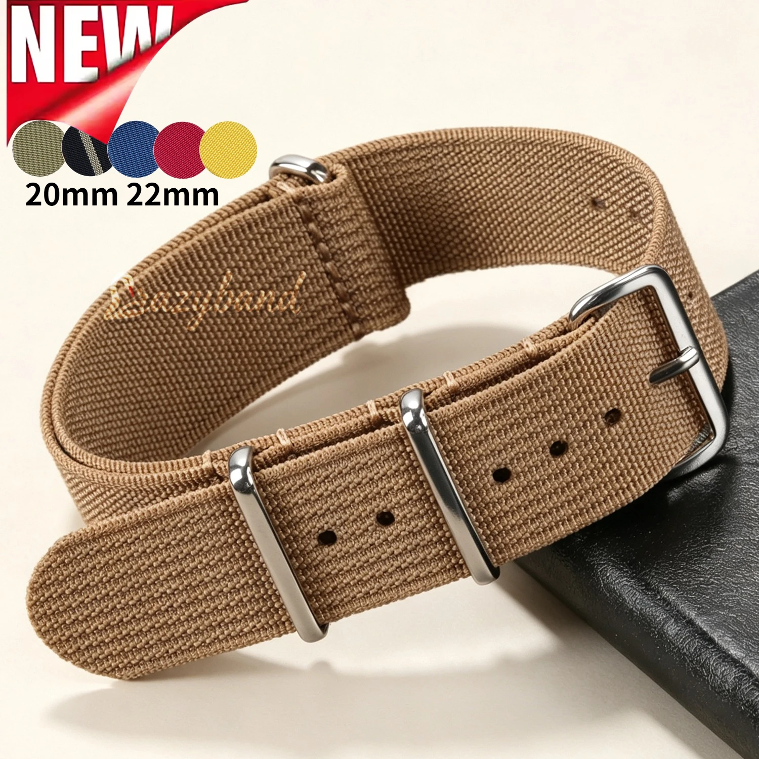 New Ribbed Nylon Strap 18mm 20mm 22mm Accessories for Military Sports Watch Band Green Black Brown Blue Universal Soft Bracelets