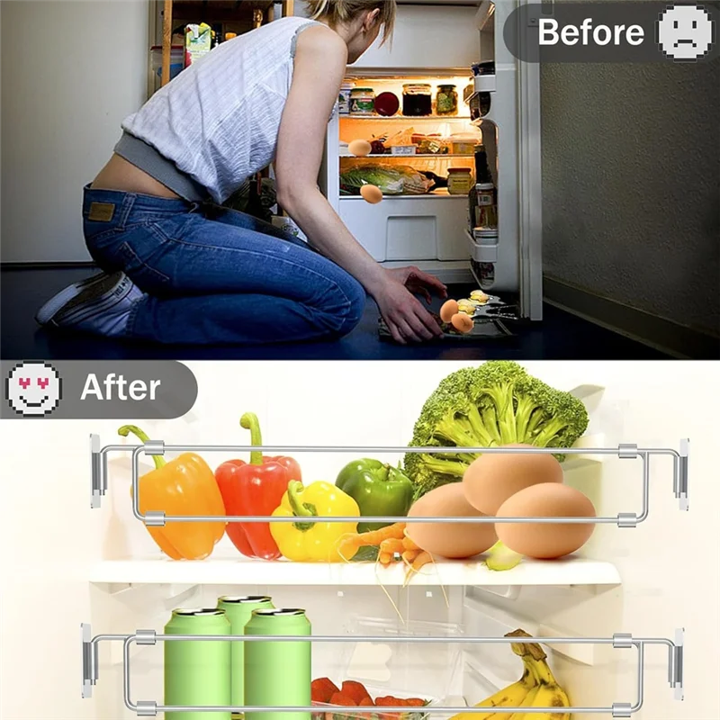 Fridge Storage Rods For RV Kitchen, For RV Corner Shelf Rod, Adjustable 13.98-25.59 Inch,Fridge Bars(2 Packs)