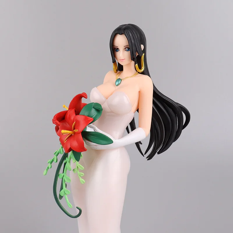 23CM Anime Boa·Hancock vestido de novia ramo de boda figura Sexy juguetes en miniatura de PVC muñeca adornos coleccionables regalo