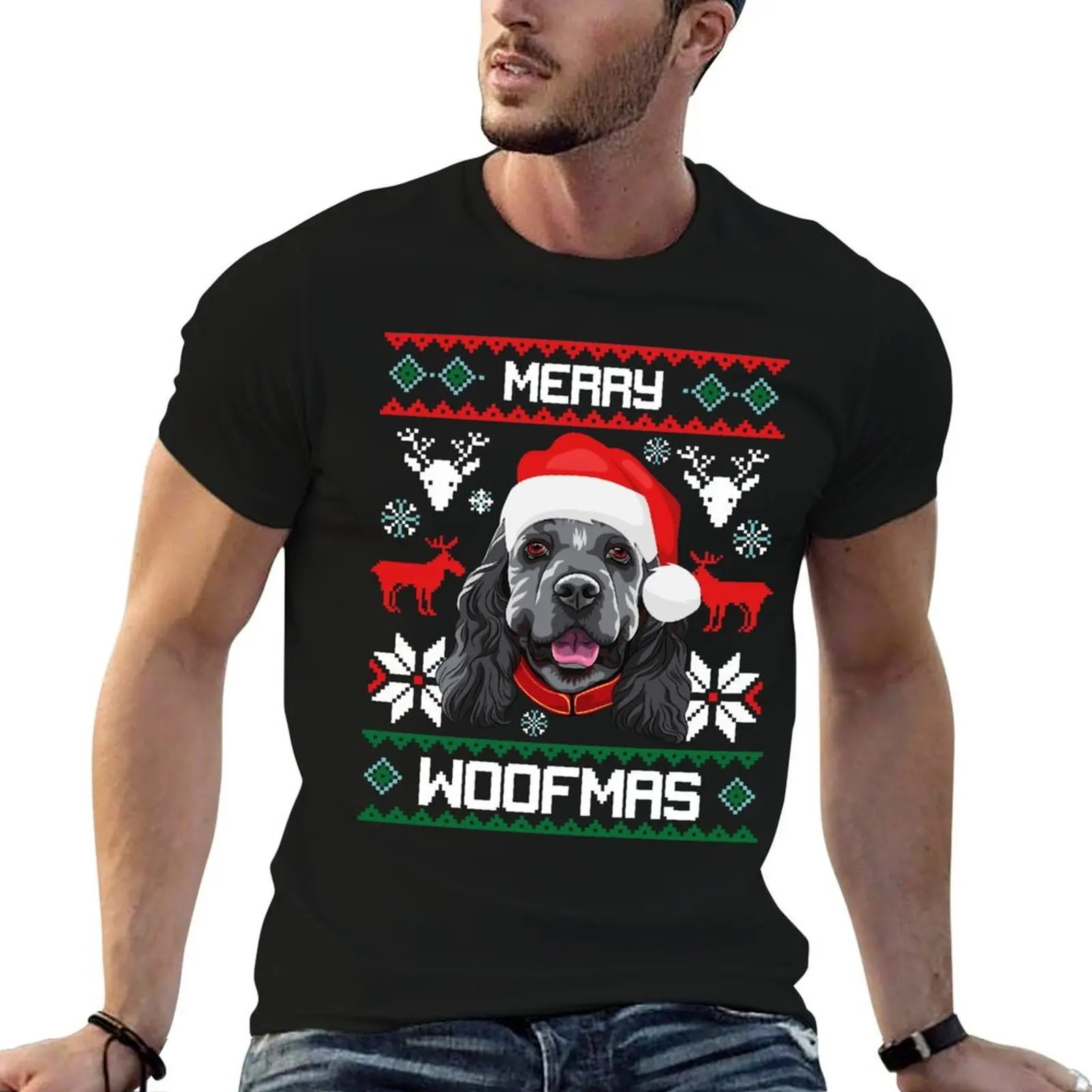 

Cocker Spaniel Merry Woofmas Christmas Dog Gift T-Shirt t shirt man plain man t shirt cotton t shirt man cotton T-Shirt