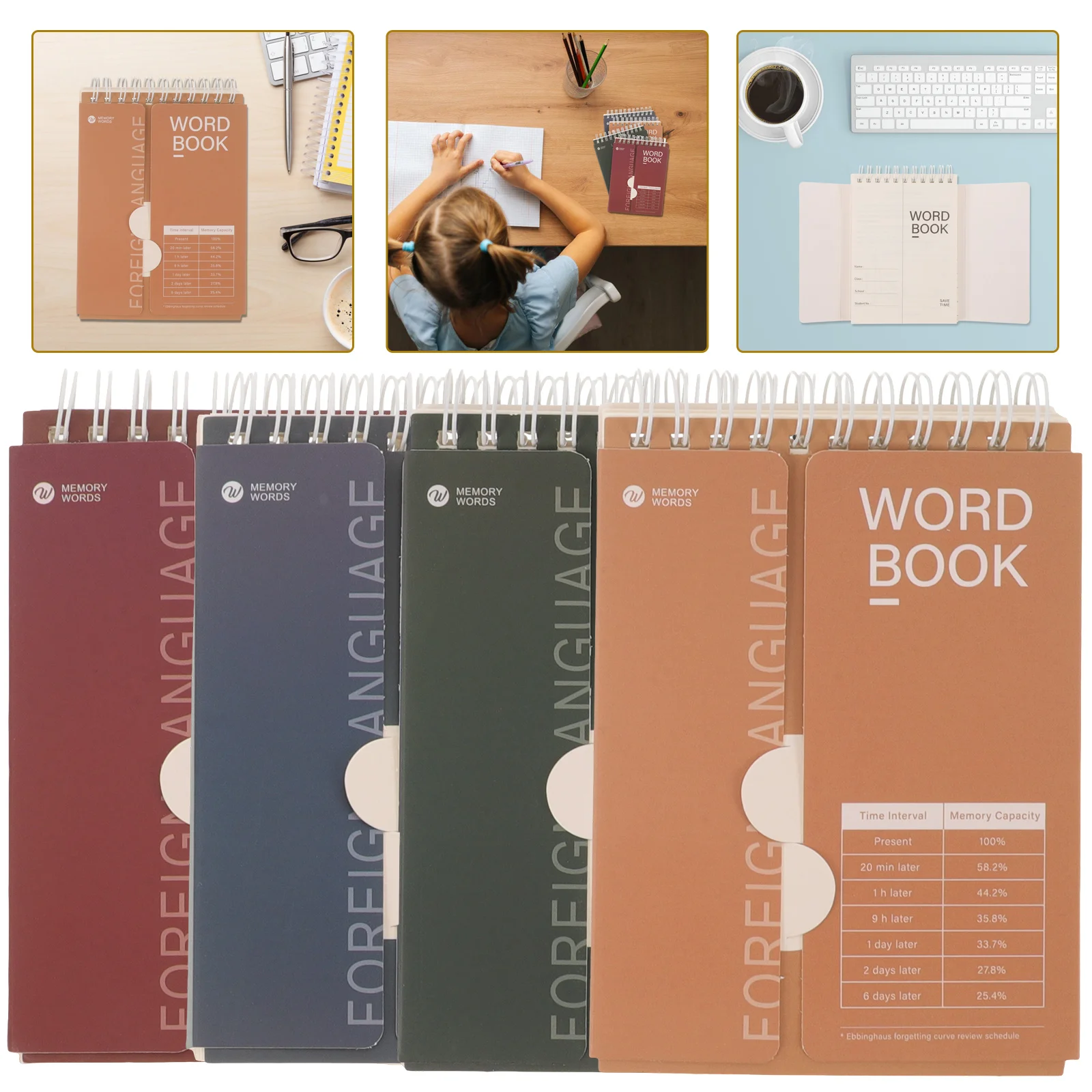 4 Pcs Planner Word Book Vocabulary Writing Notepad Words Mini Notepads Pocket English Books Loose-leaf