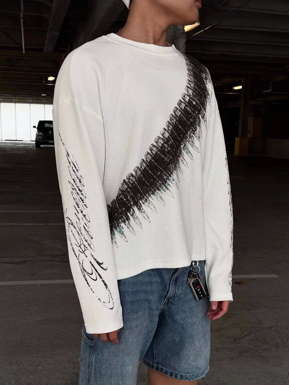2026 New American Street Bullet with Letter Printed Long Sleeve Top Round Neck T-shirt Punk Gothic Trendy Personalized Casual