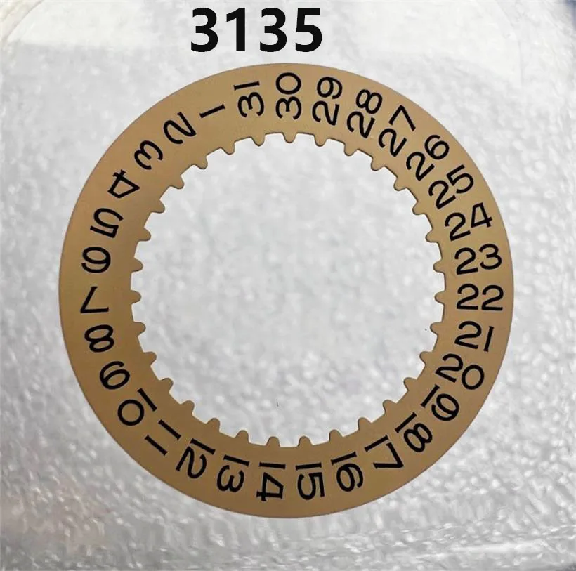 Аксессуары для часов, подходящие для Швейцарии 3135, механизм, календарный диск 3135, белый/золотой диск, кольцо-календарь, запасные части для ремонта механизма