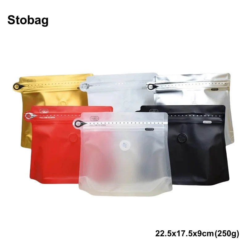 

StoBag 20pcs Coffee Beans Bag Packaging with Valve Sealed for Powder Food Nuts Storage Reusable Portable Pouches Wholesale