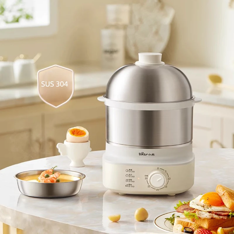 360W Electric Egg Boiler Breakfast Machine Food Steamer Automatic Egg Cookers Home Egg Custard Steaming Cooker with Timer