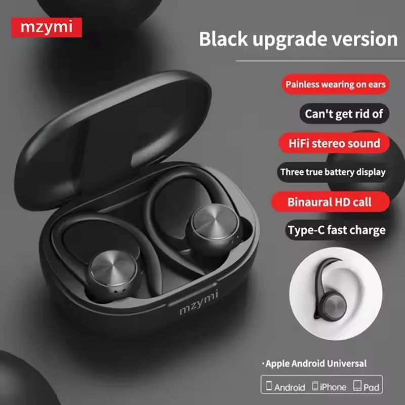 Mzymi R200 Wireless Earbuds Open Ear Bluetooth Headphon EarHook 9D Stereo Sound Earphones Sports LED Display Headset for XIAOMI