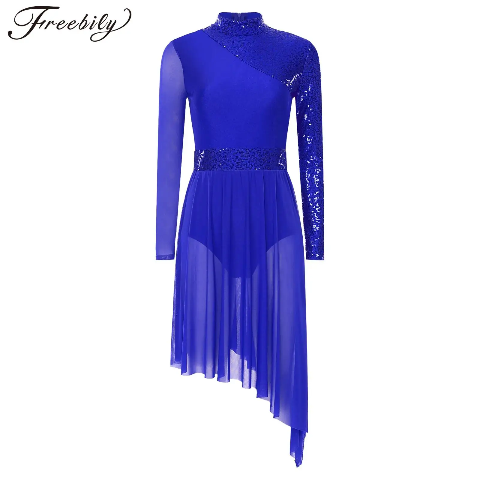 

Женское современное лирическое танцевальное трико с блестками, блестящее балетное платье из тюля для катания на коньках